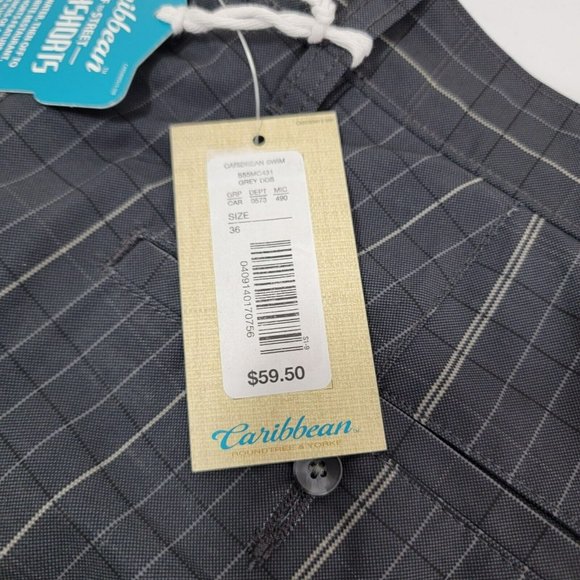 Caribbean Surf Shop Walk Shorts Swimwear Swim Trunks Mens Size 36 New gray grey - Picture 5 of 10